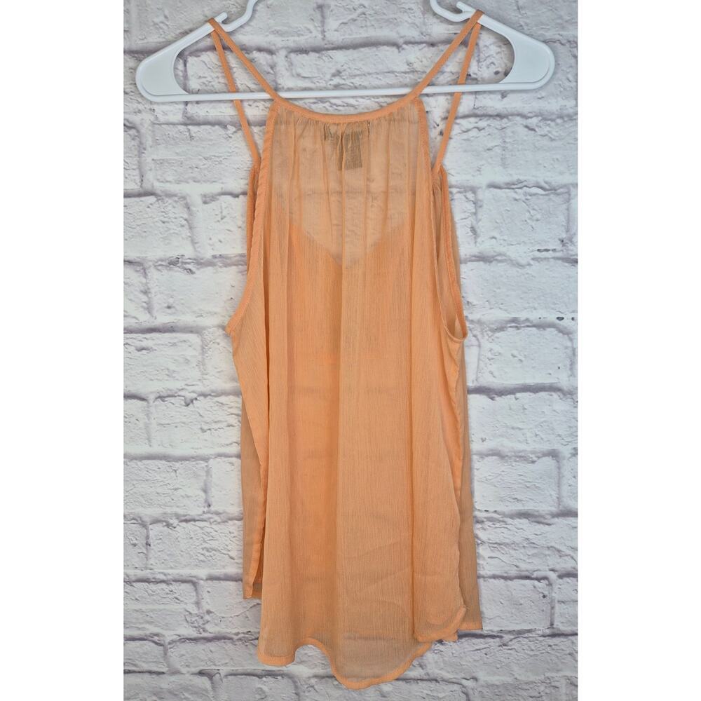 Vintage Y2K Wet Seal Beaded Sequin Halter Tank Top Sheer Orange fairycore - Picture 8 of 9
